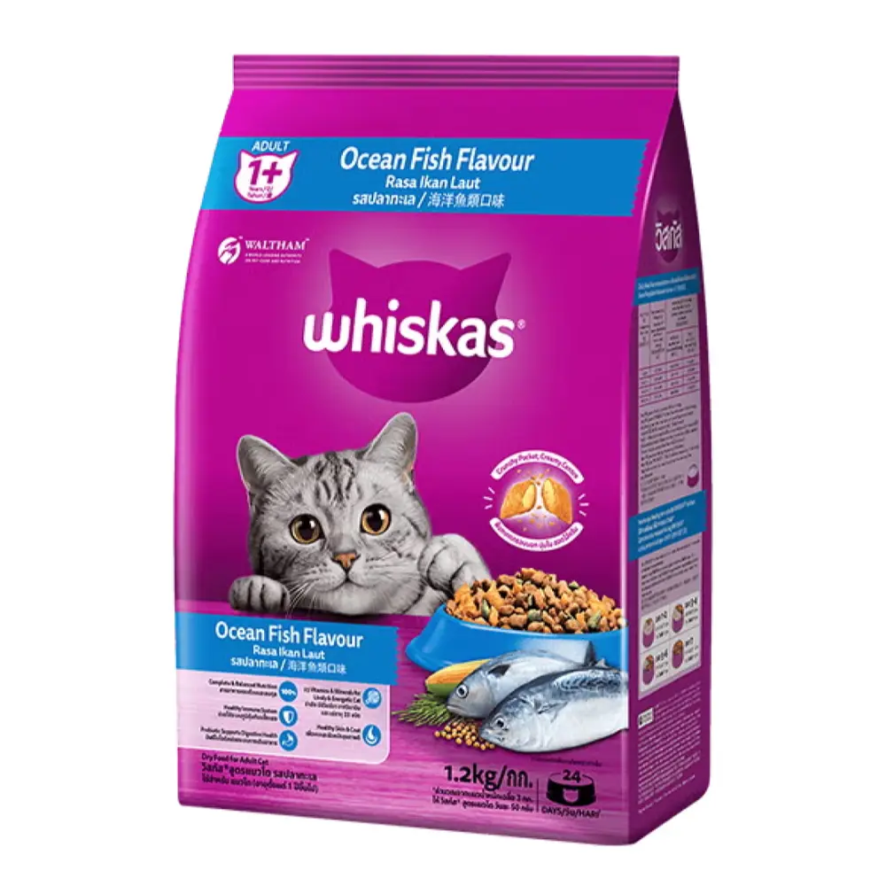 Thức Ăn Cho Mèo Vị Cá Biển, Cat Food, Ocean Fish Flavour, Adult 1+ (1.2kg) - WHISKAS
